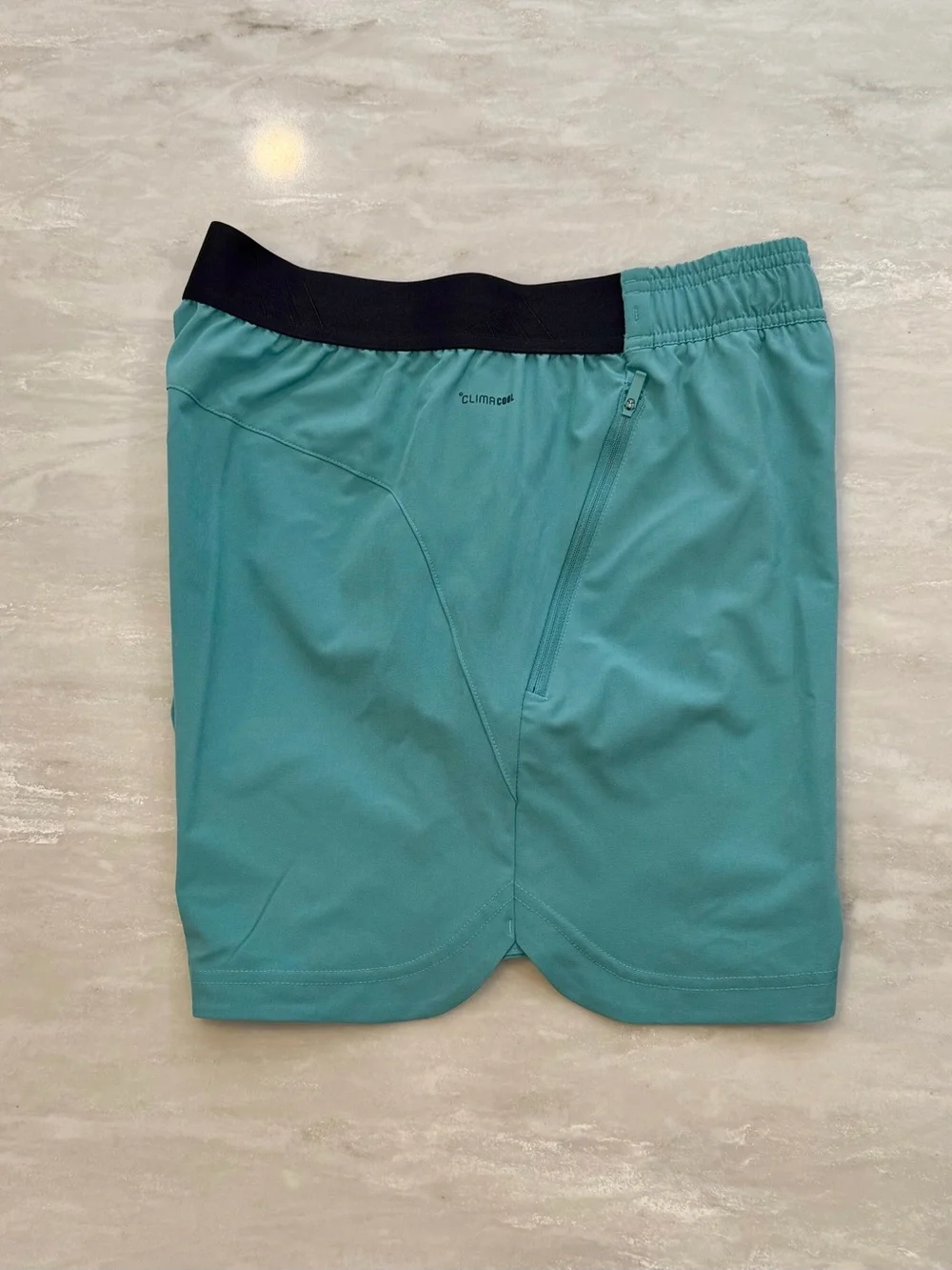 adidas Men’s Mediun Teal Swim Trunks-  Black Waistband -5in inseam- Swimsuit